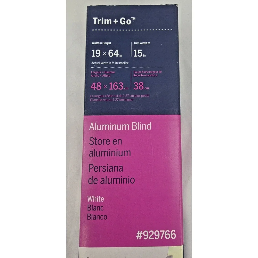 Levolor Trim+Go 19x64 White Aluminum Mini Blind Trim to 15